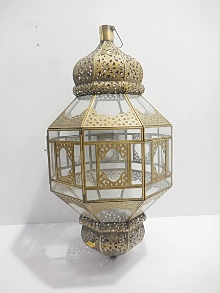 Ornate metal and glass lantern